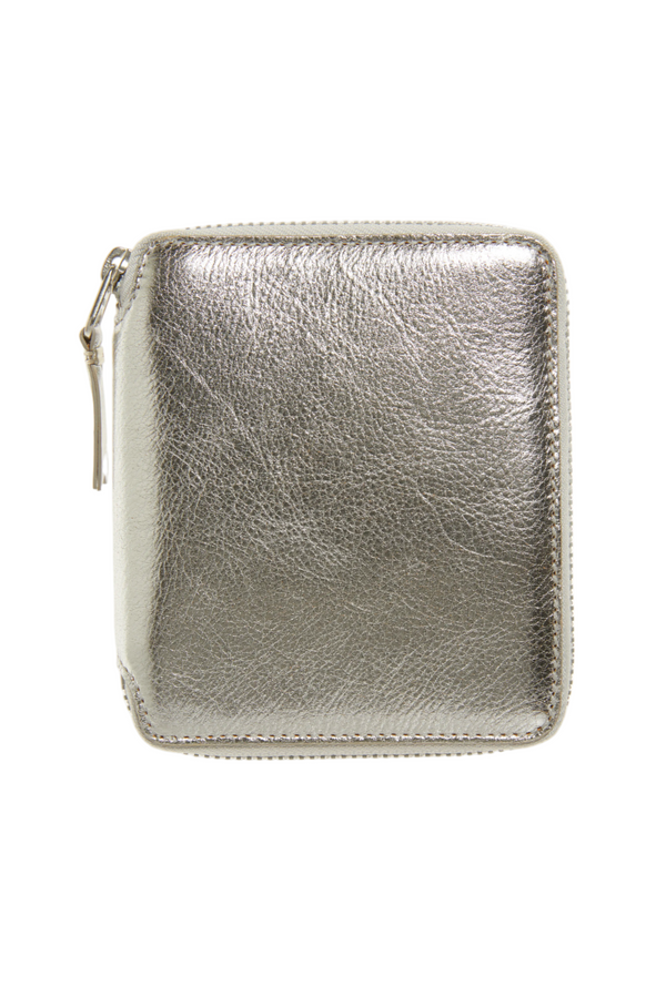Classic Leather Zip Wallet - Silver