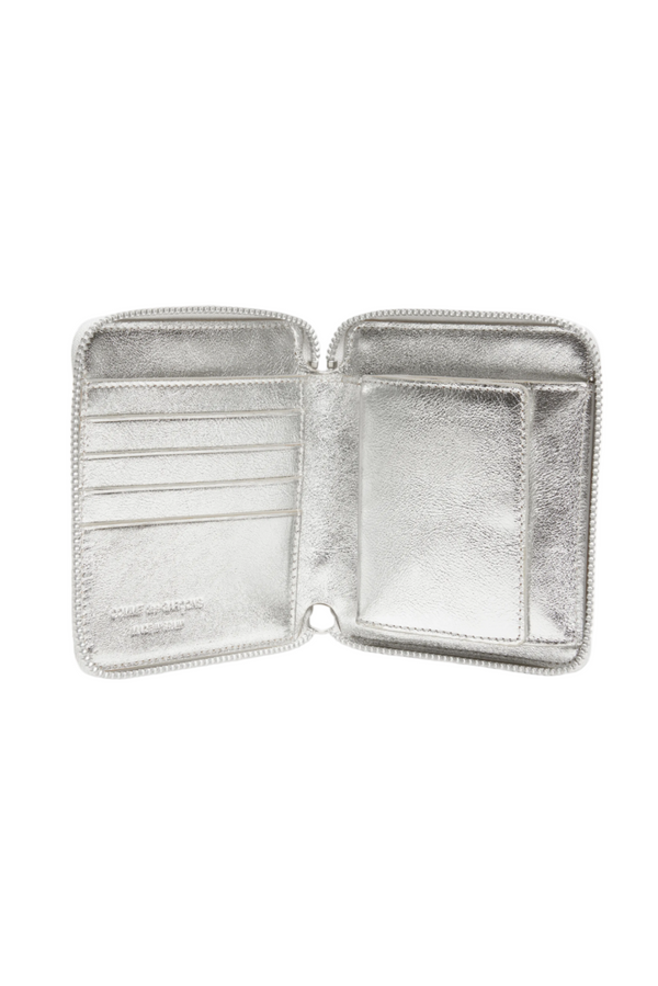 Classic Leather Zip Wallet - Silver