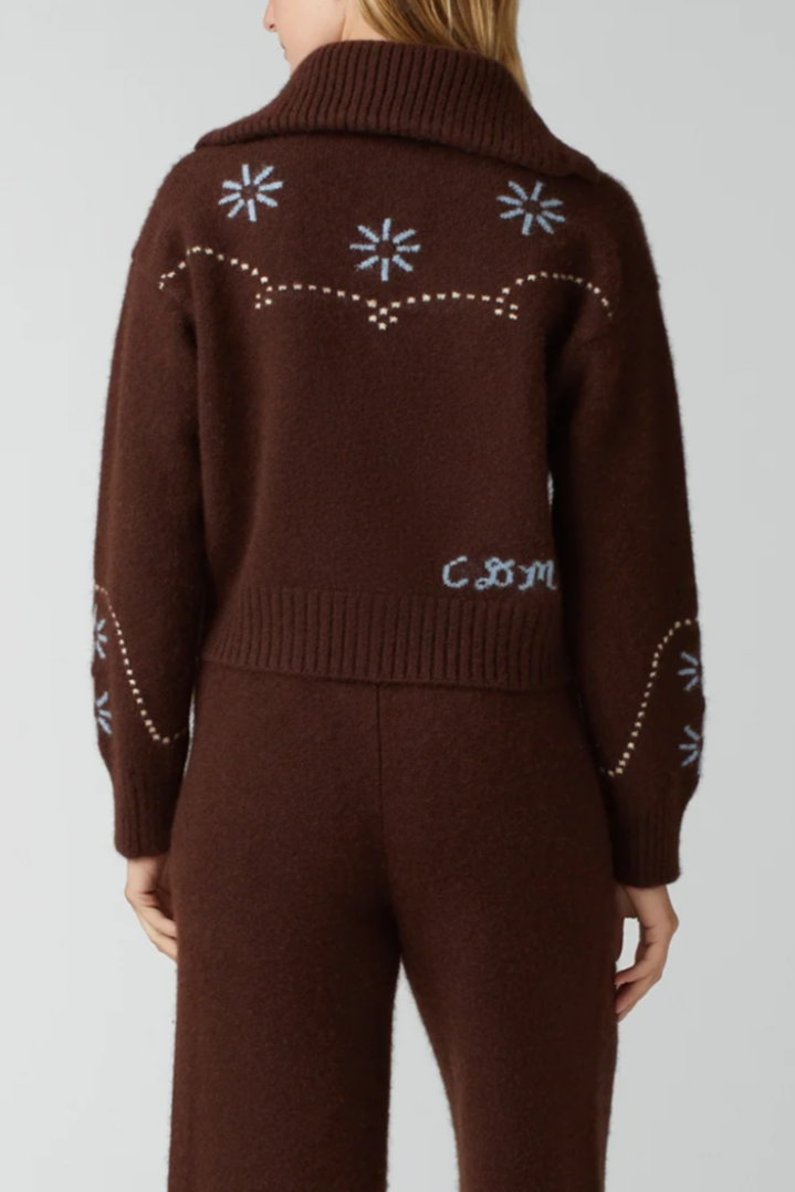 Cashmere Western Cardigan - Chocolate Multi
