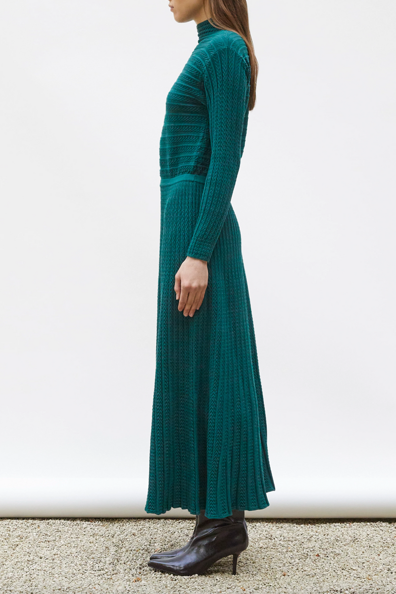 Daurence Long Sleeve Knit Dress - English Green