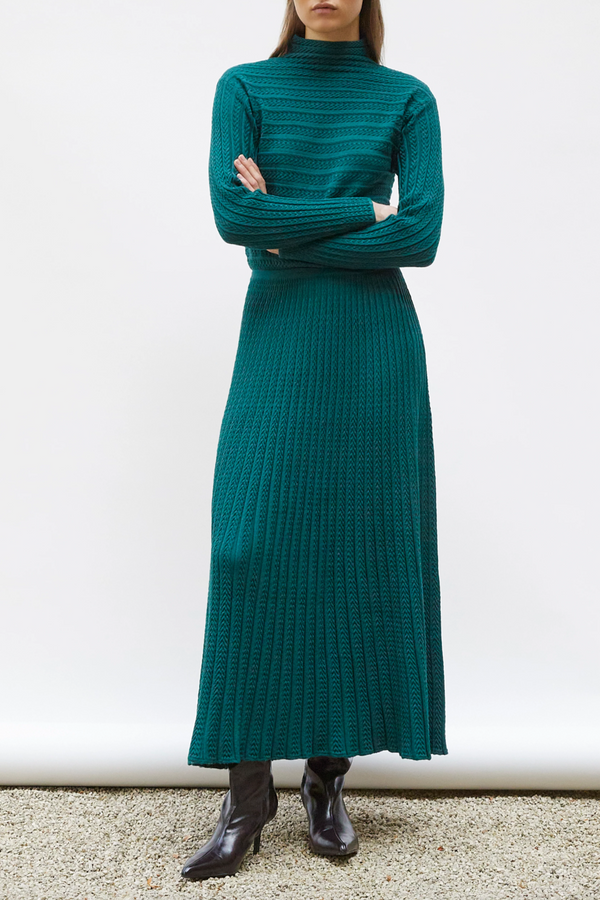 Daurence Long Sleeve Knit Dress - English Green