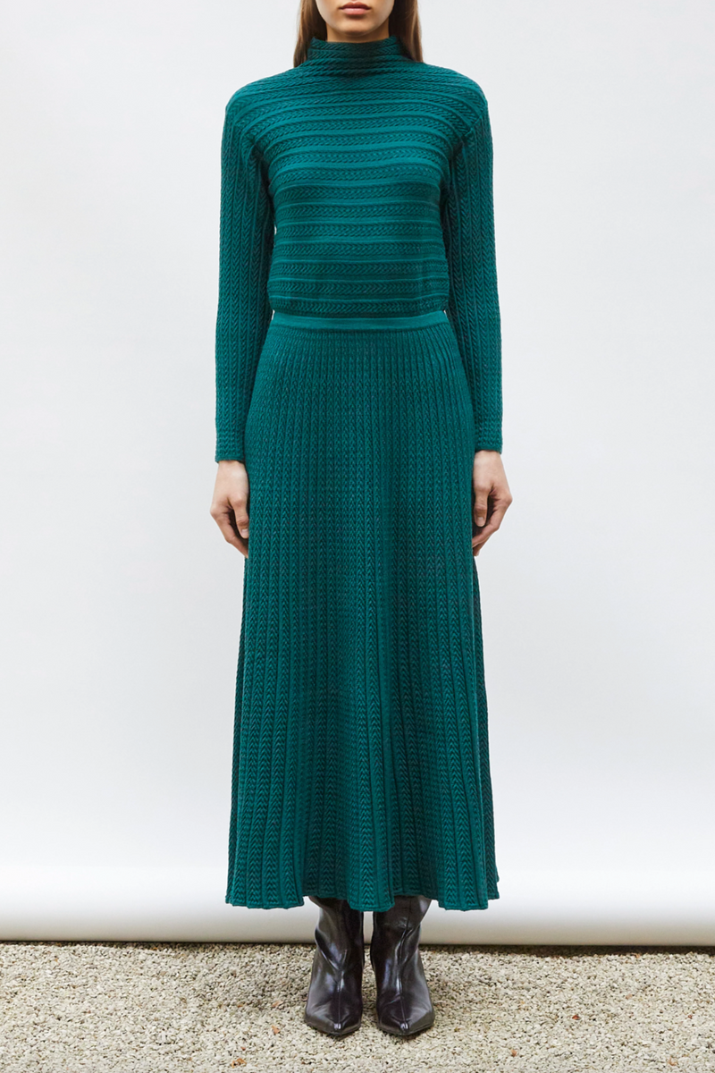 Daurence Long Sleeve Knit Dress - English Green