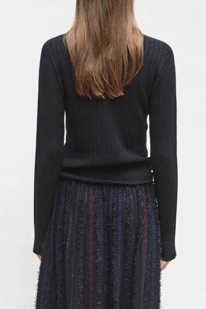 Dolie Crewneck Fitted Sweater - Deep Black