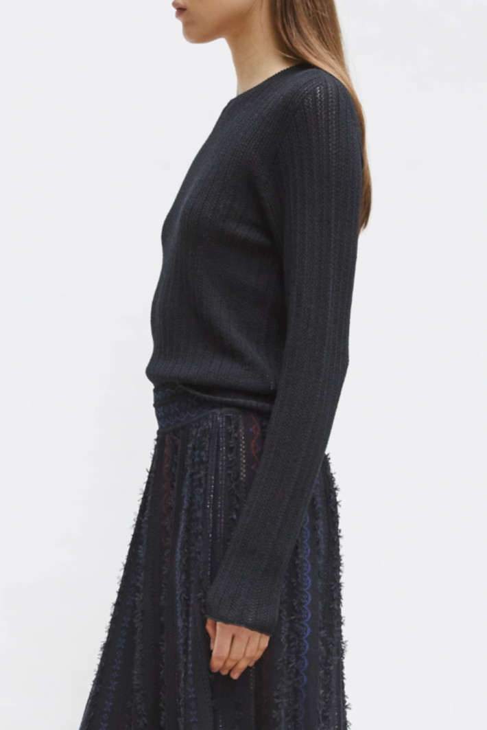 Dolie Crewneck Fitted Sweater - Deep Black