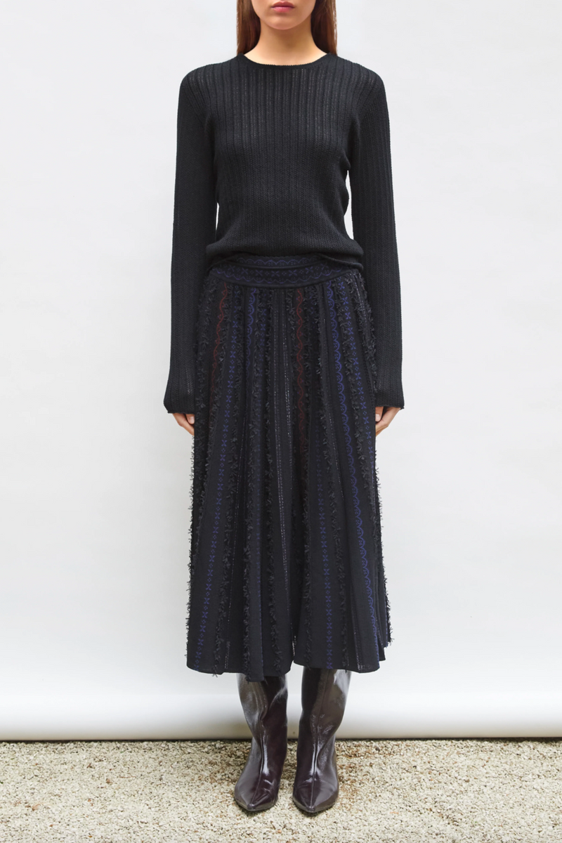 Daiquiri Fil Coupe Midi Skirt - Deep Black