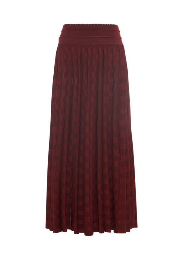 Checker Midi Skirt - Amaranth