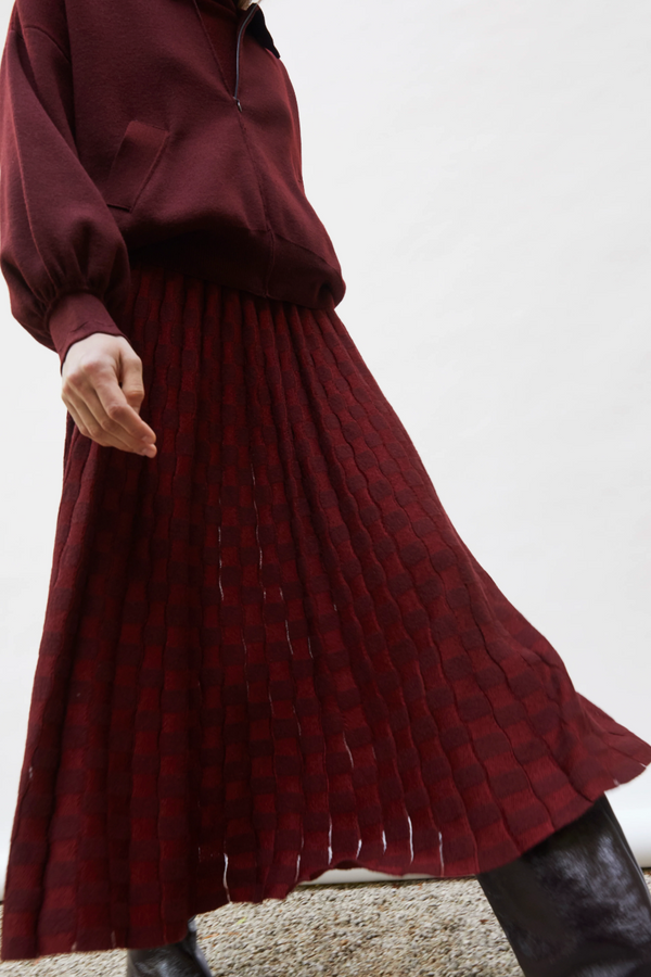 Checker Midi Skirt - Amaranth