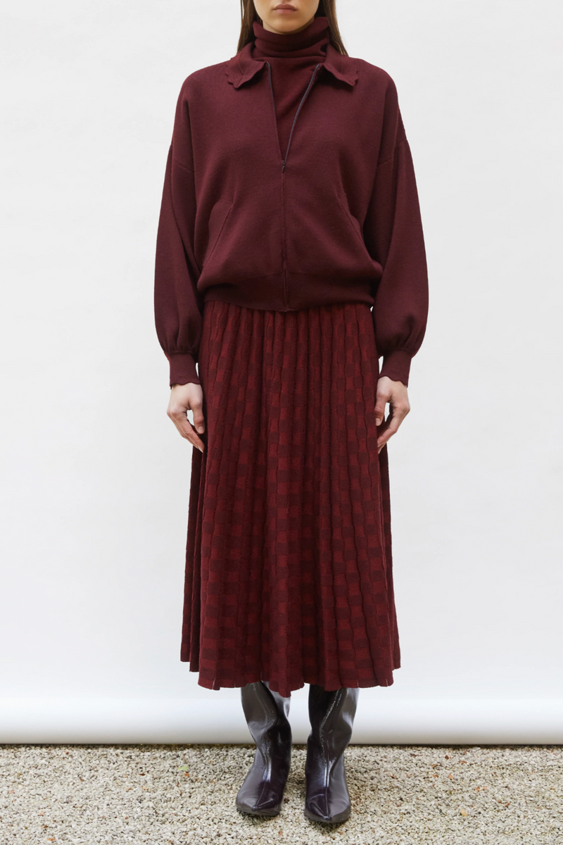 Checker Midi Skirt - Amaranth