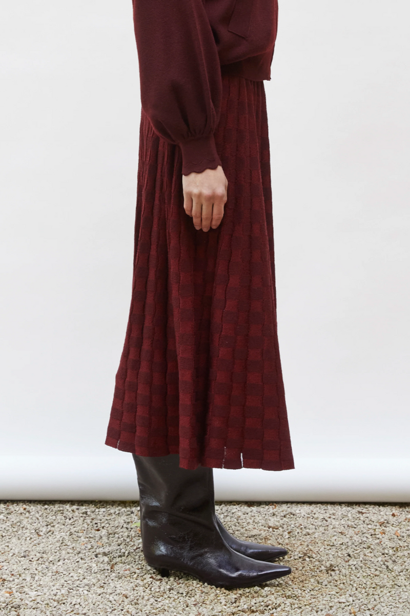 Checker Midi Skirt - Amaranth