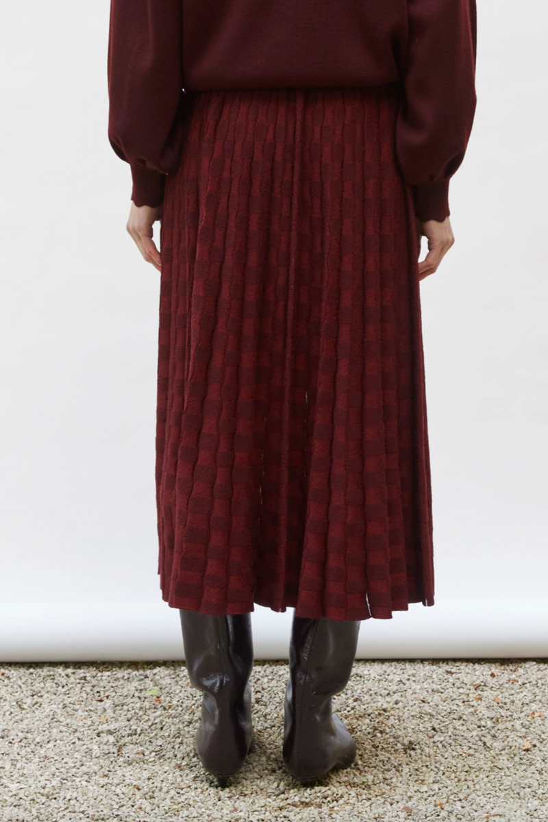 Checker Midi Skirt - Amaranth