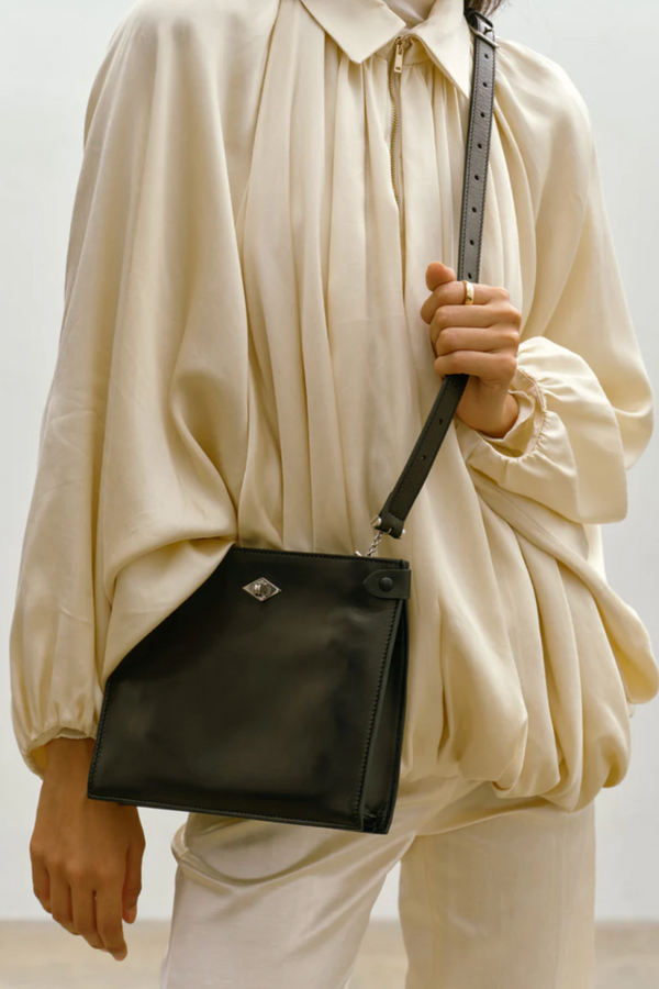 Stowaway in Buttery Nappa - Black/Silver