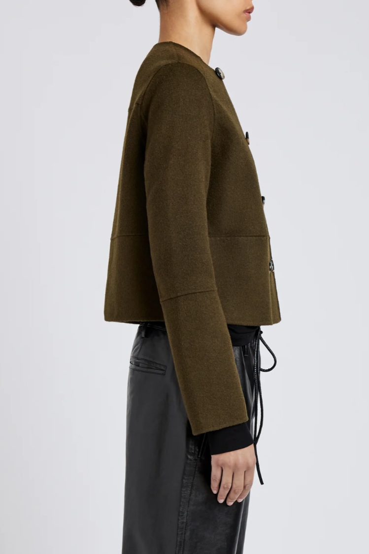 Courtney Jacket in Double Face Wool - Fatigue