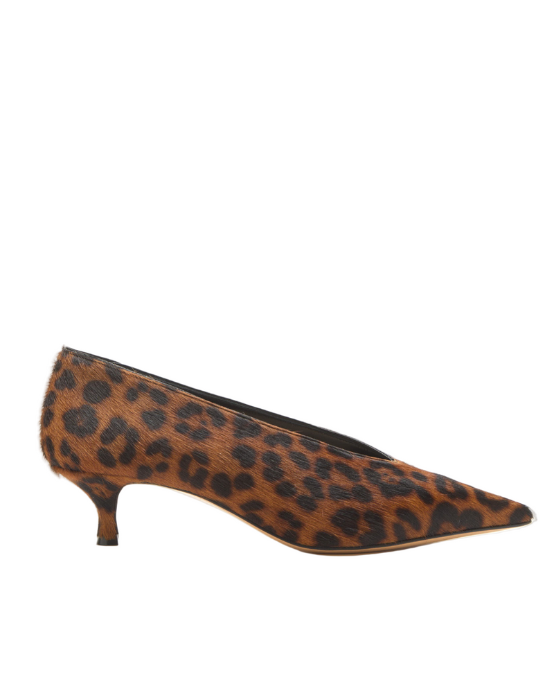 Babouche Kitten Heel in Calf Hair - Leopard