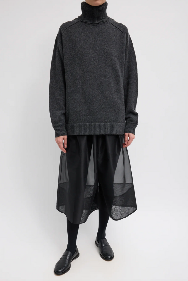 Cashmere Turtleneck Oversized Pullover - Heather Grey