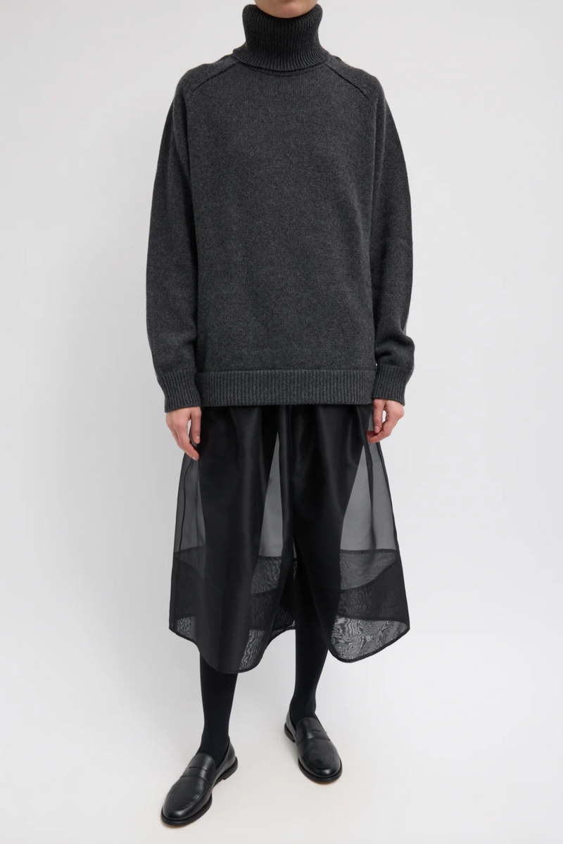Cashmere Turtleneck Oversized Pullover - Heather Grey