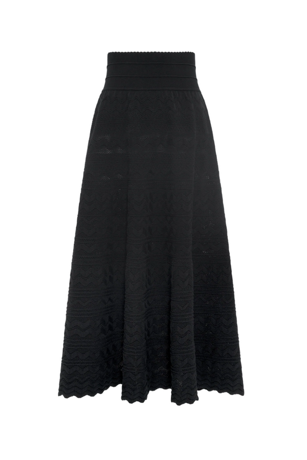 Wave Knit MIdi Skirt - Noir Profound