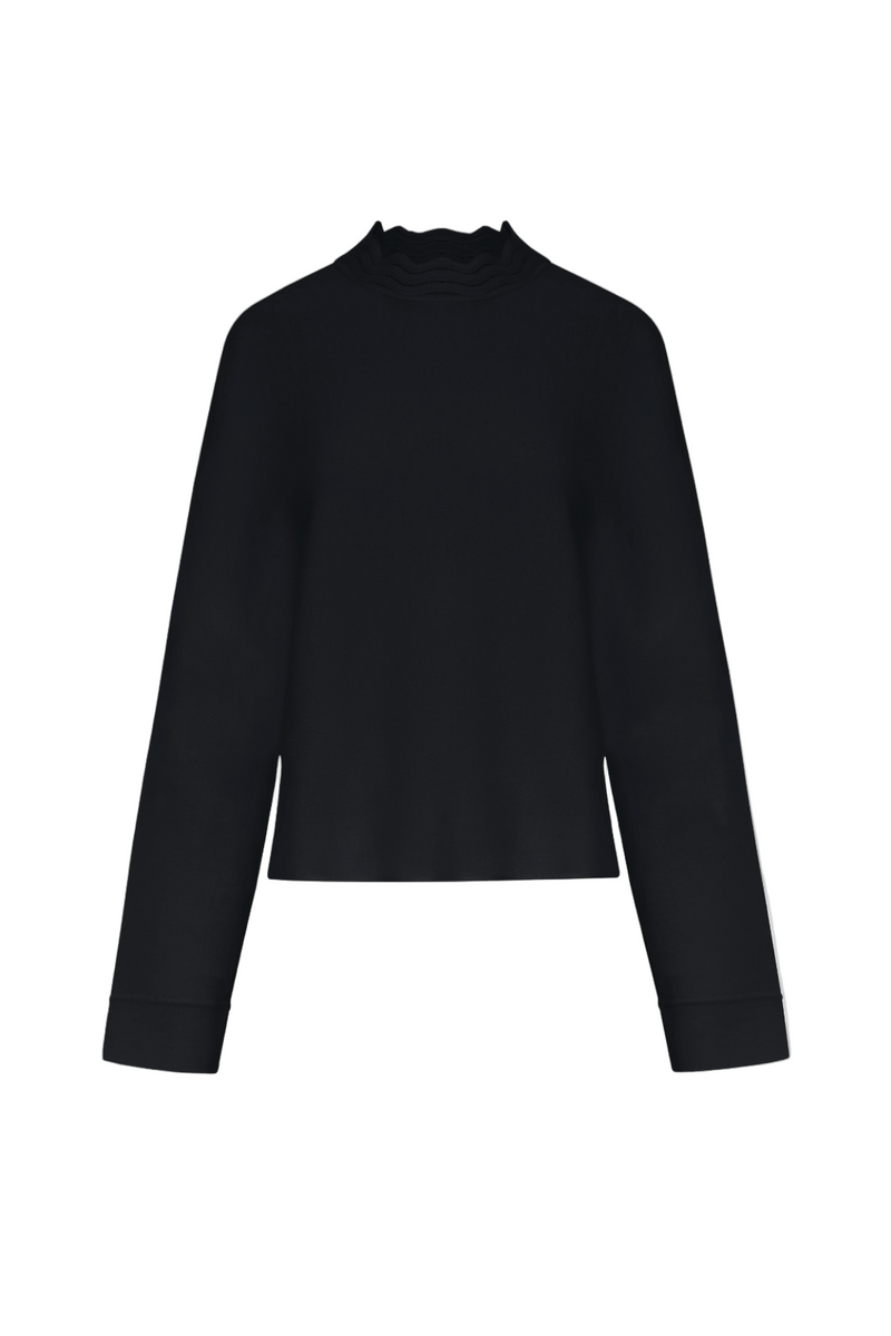 Wave Collar Sweater - Noir Profound