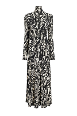 Mabel Dress in Marble Jersey - Asphalt Multi