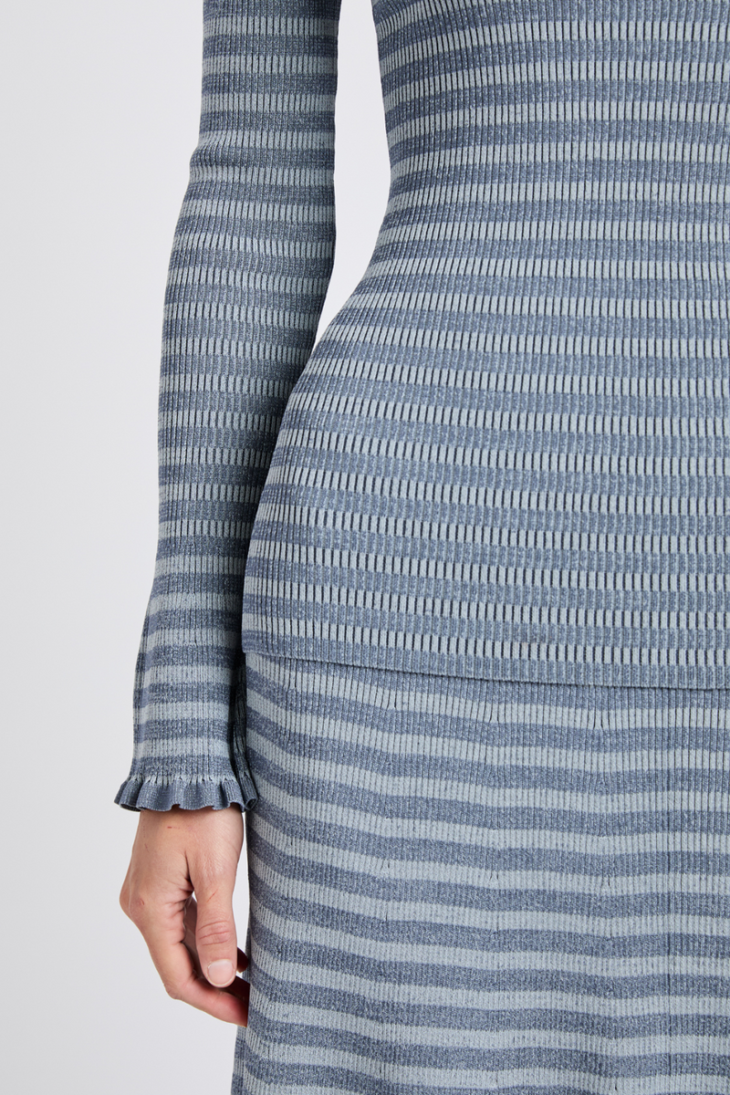 Phyllis Turtleneck in Geo Knits - Slate