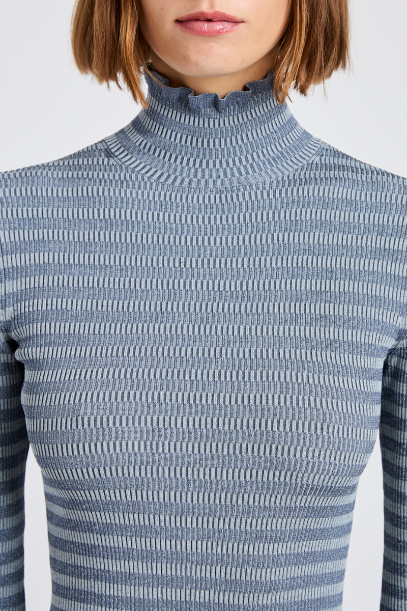 Phyllis Turtleneck in Geo Knits - Slate