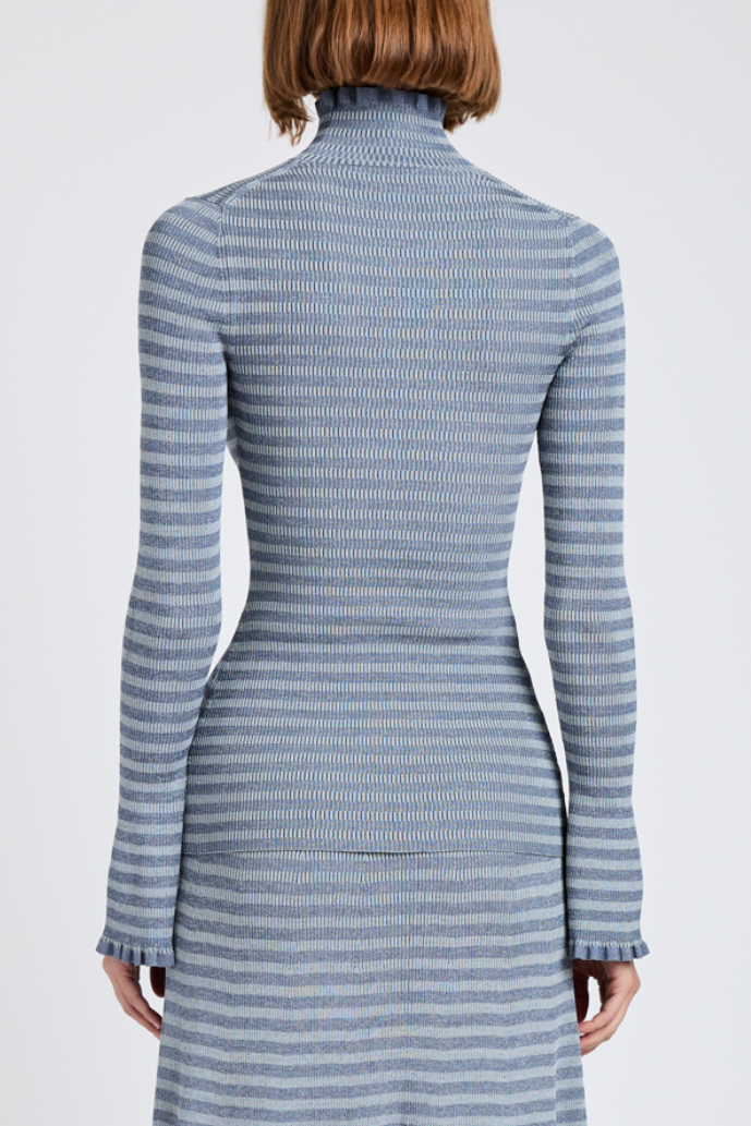 Phyllis Turtleneck in Geo Knits - Slate