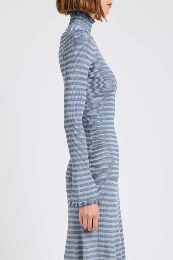 Phyllis Turtleneck in Geo Knits - Slate