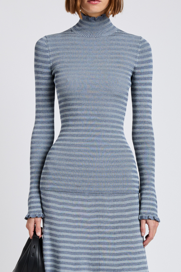 Phyllis Turtleneck in Geo Knits - Slate