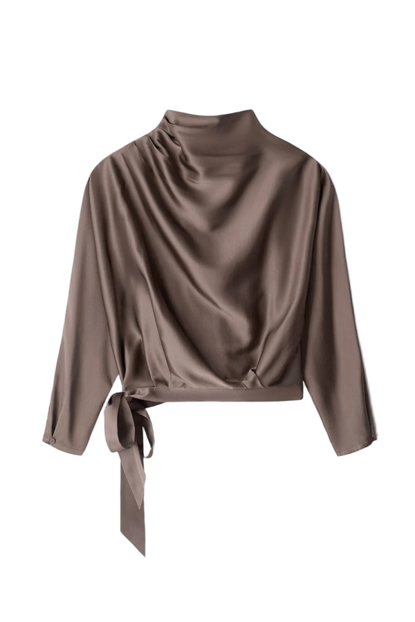 Phoebe Silk Top - Truffle