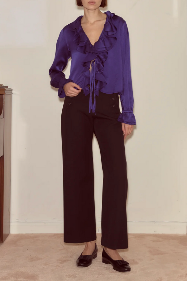 Dream Souvenir Flounce Blouse - Ultramarine