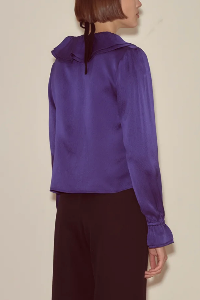 Dream Souvenir Flounce Blouse - Ultramarine