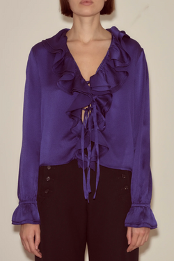 Dream Souvenir Flounce Blouse - Ultramarine
