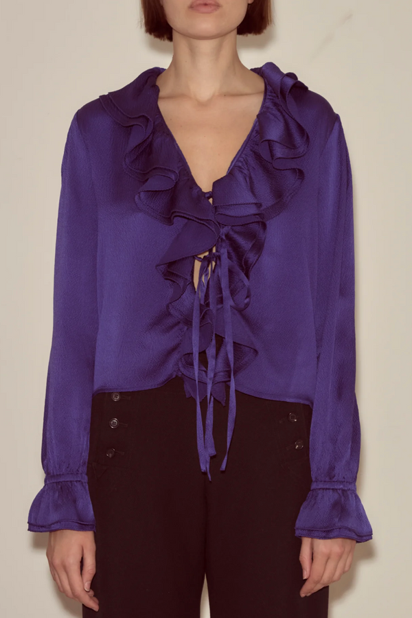 Dream Souvenir Flounce Blouse - Ultramarine