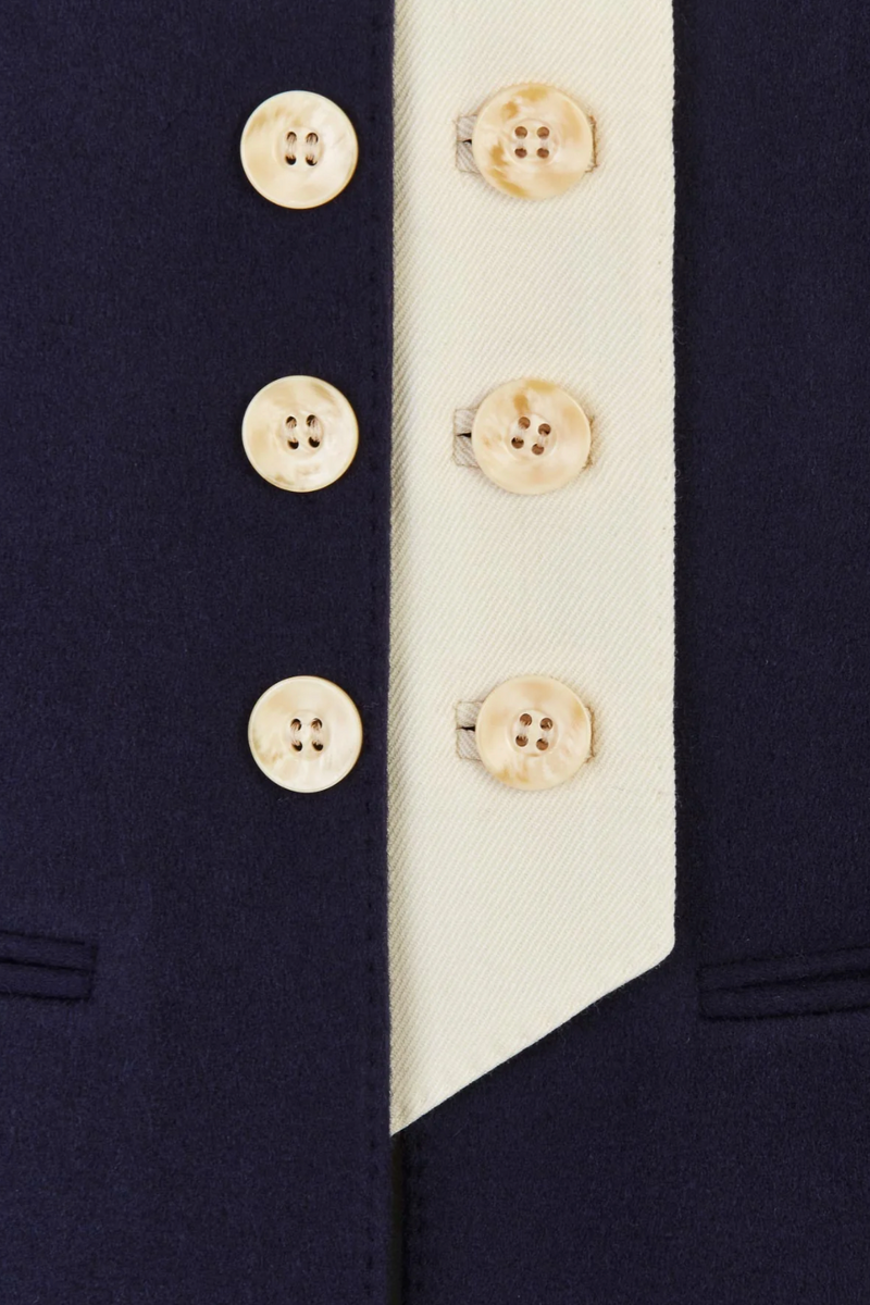 The Lara Blazer in Cashmere - Navy/Ivory