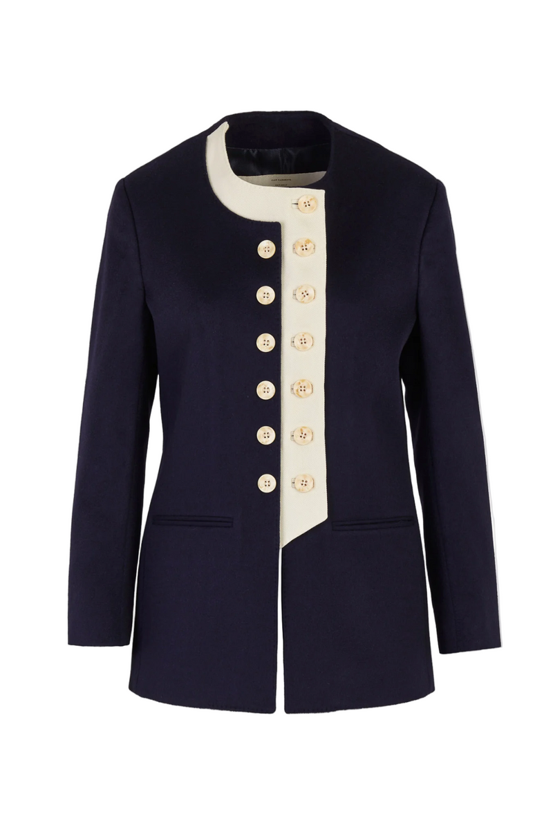 The Lara Blazer in Cashmere - Navy/Ivory