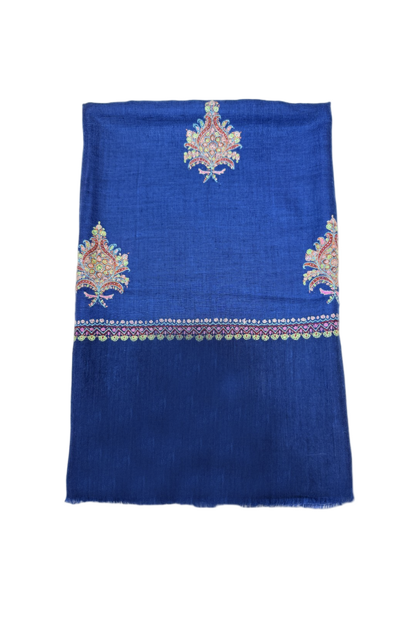 Large Embroidered Scarf - Royal Blue