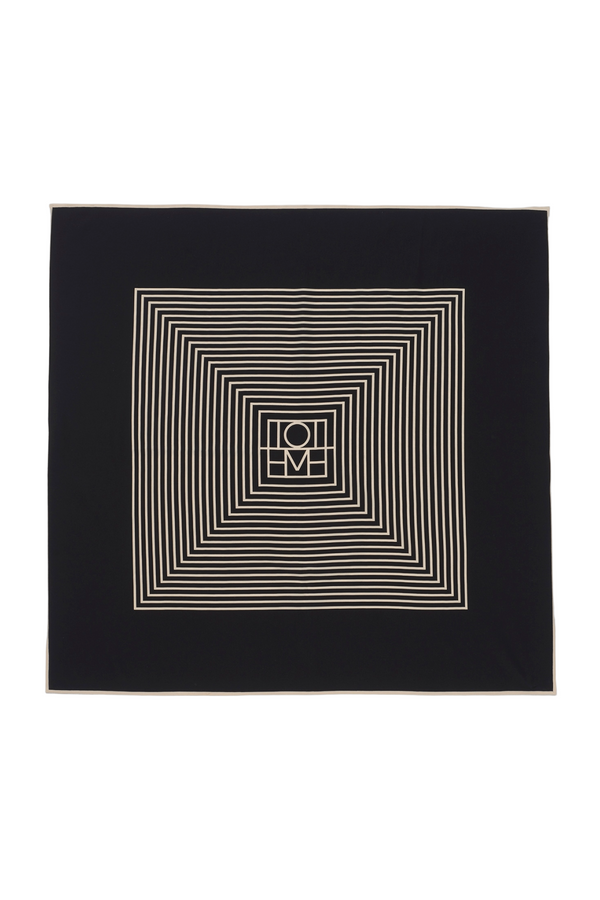 Centered Monogram Silk Scarf - Black