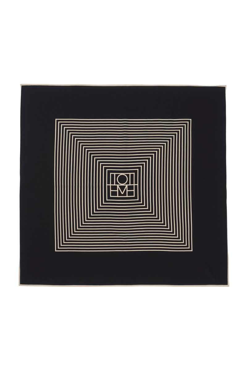 Centered Monogram Silk Scarf - Black