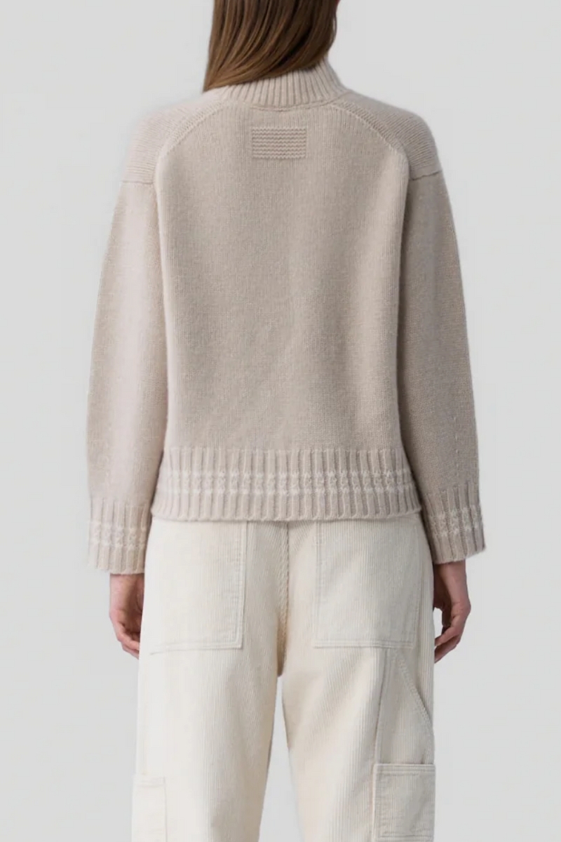 Tipped Cozy Turtleneck - Sandstone/Cream