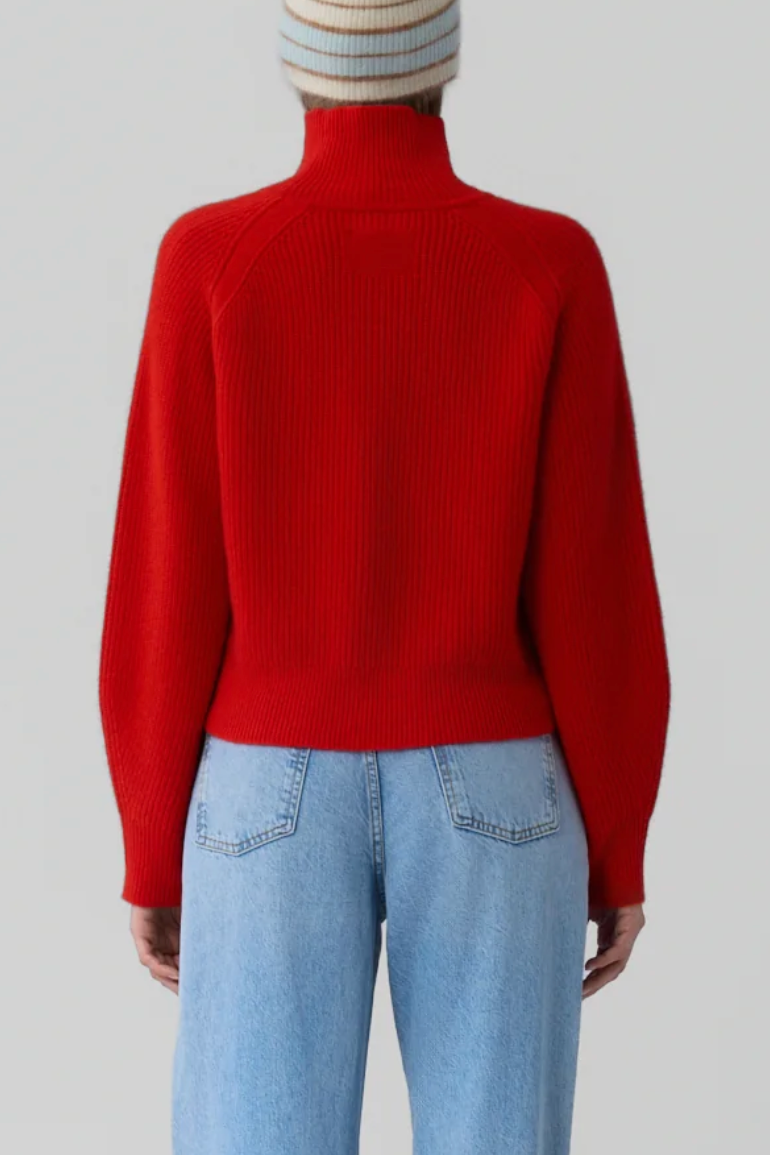 Cropped Rib Turtleneck - Chili