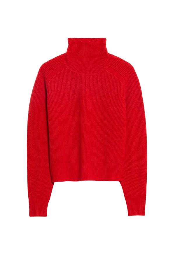 Cropped Rib Turtleneck - Chili