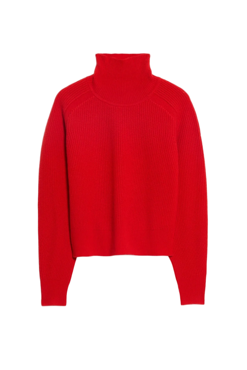 Cropped Rib Turtleneck - Chili