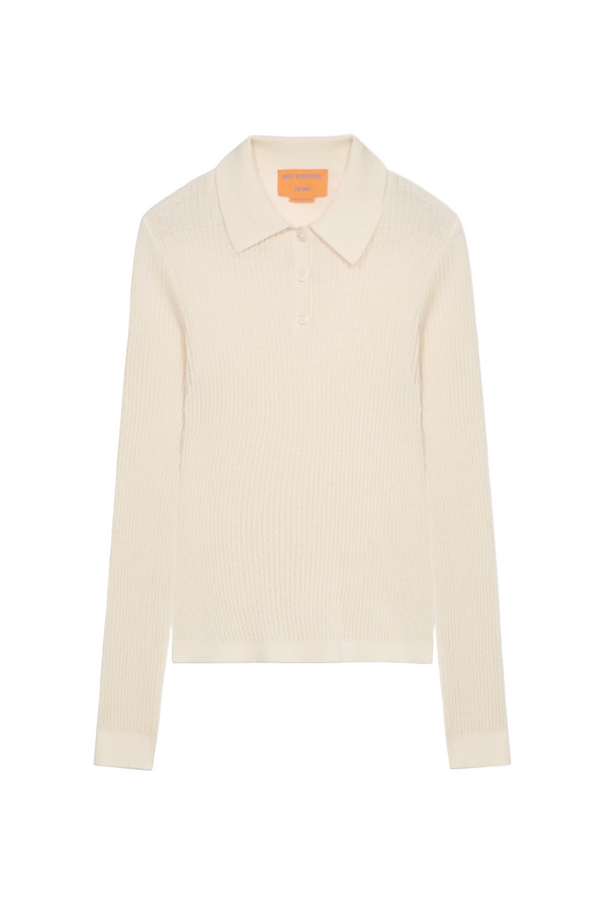 L/S Shrunken Polo - Cream