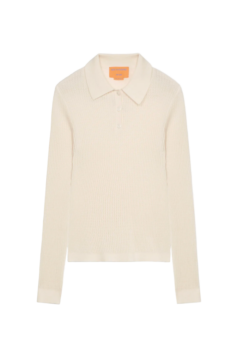 L/S Shrunken Polo - Cream