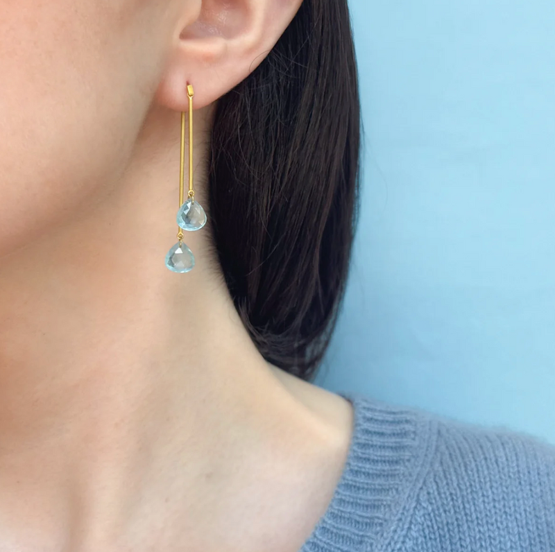 Balancier Earrings - Smokey Aquamarine