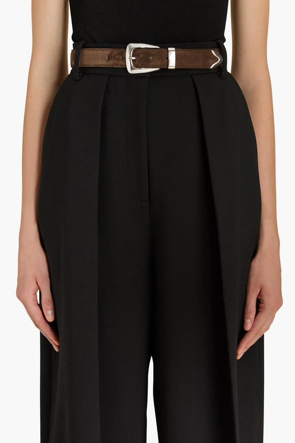 Benny Belt - Ebano Suede with Silver Buckle