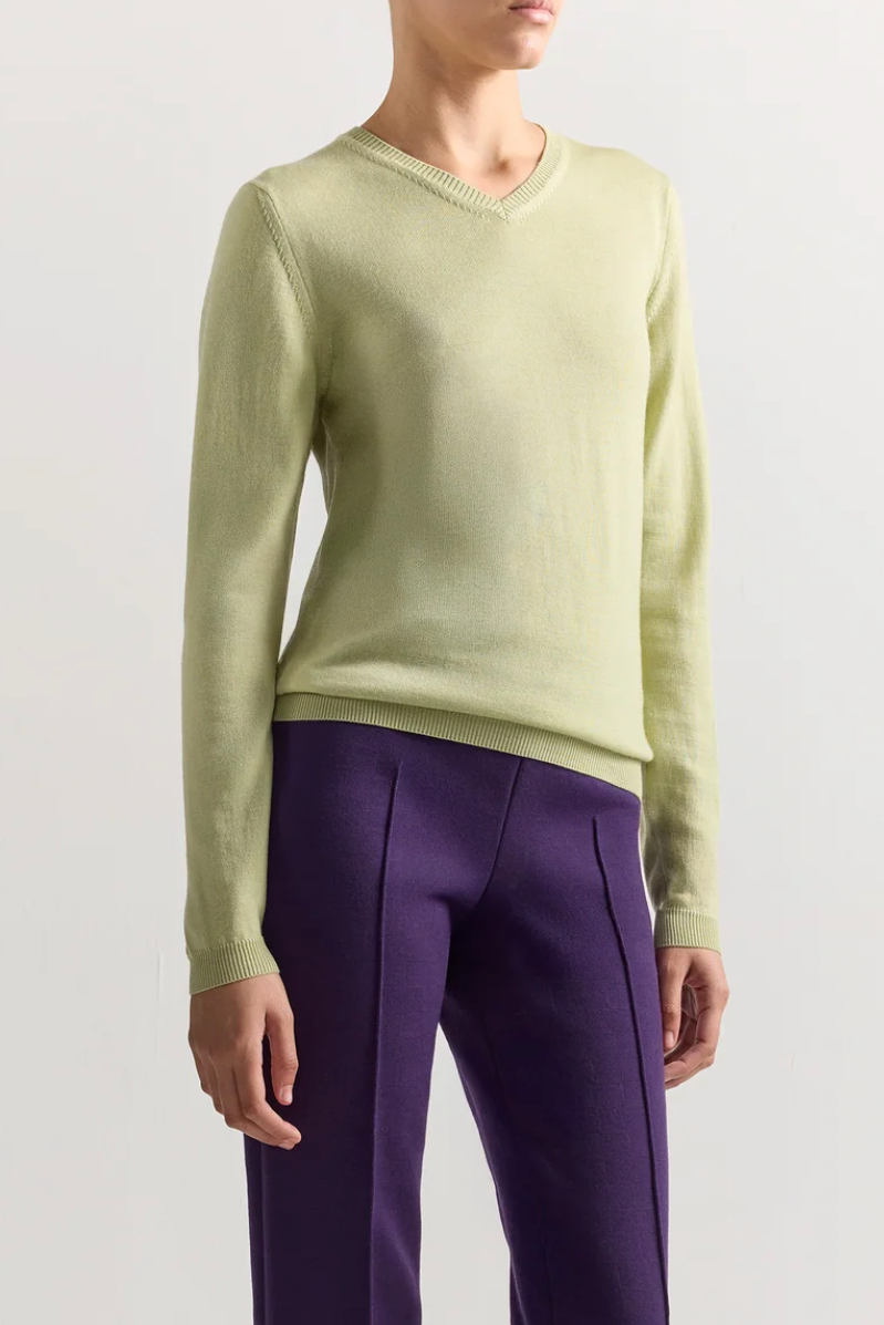 Billie V-Neck Sweater - Aloe