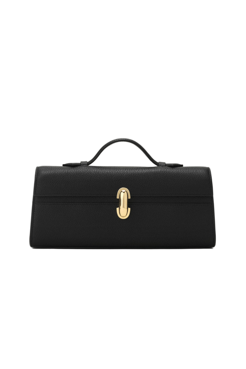 Slim Symmetry Pochette in Milled Calf Leather - Black