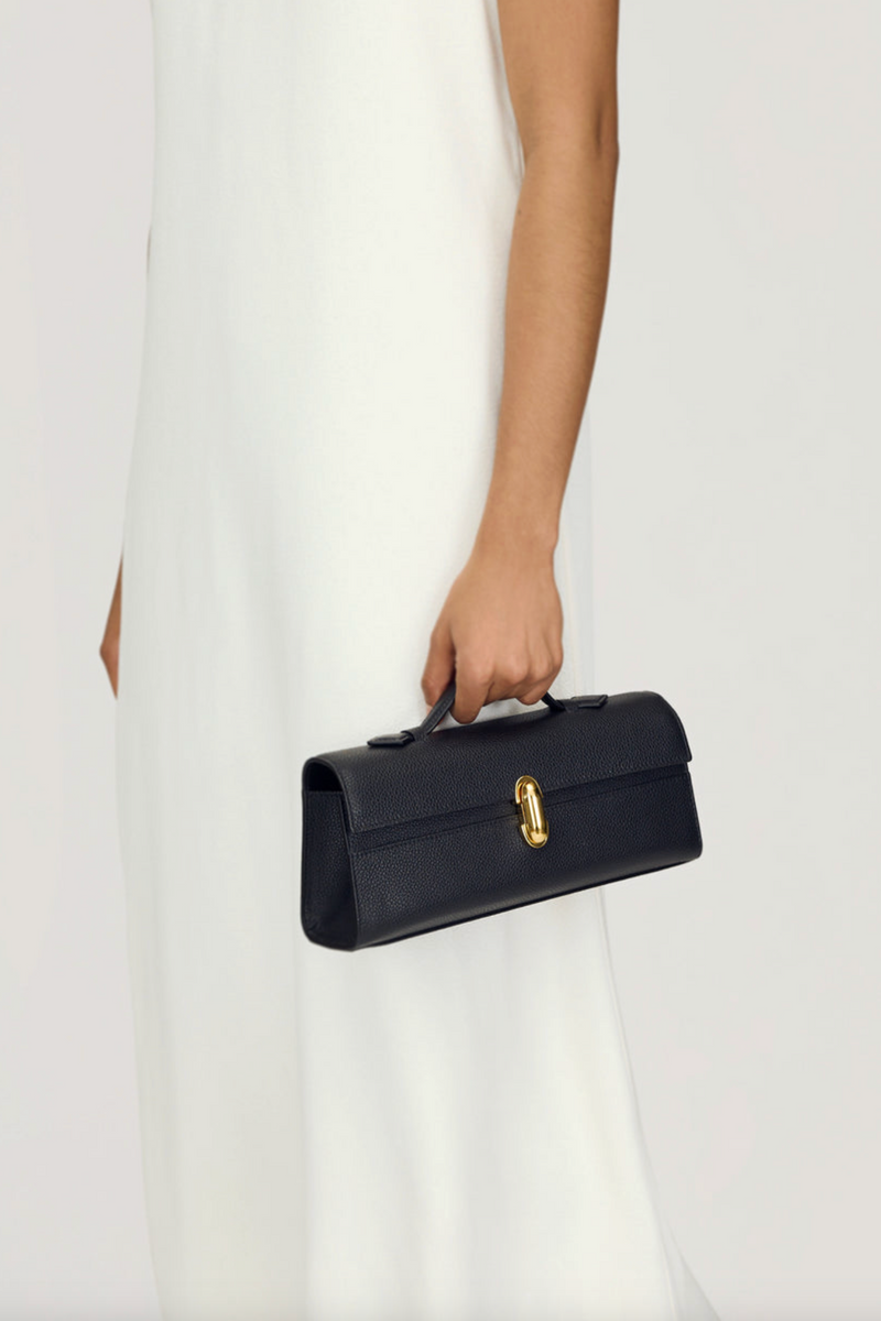 Slim Symmetry Pochette in Milled Calf Leather - Black