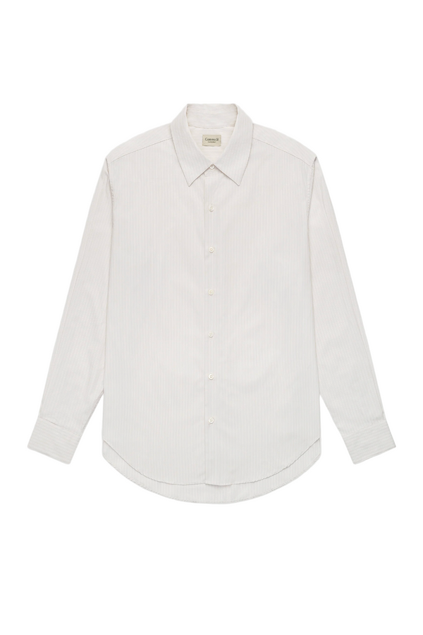 La Shirt Classica in Cotton Poplin - Alabaster Stripe