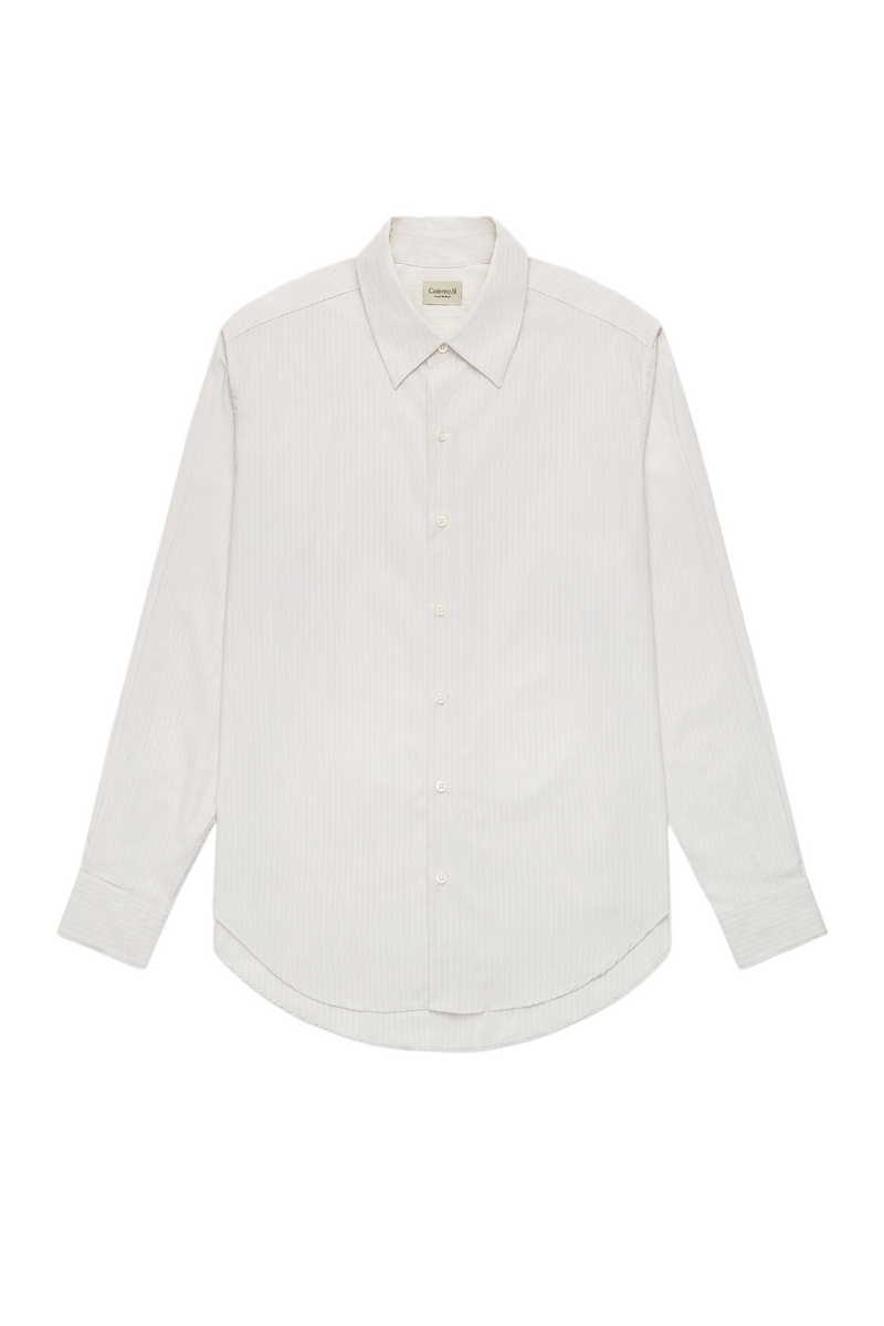 La Shirt Classica in Cotton Poplin - Alabaster Stripe